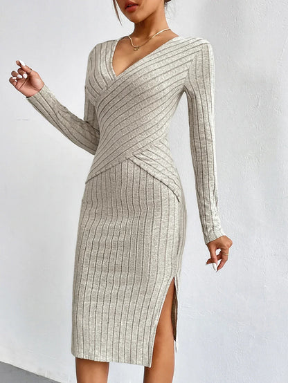 Bria - Geripptes Wickelkleid