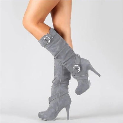 EM | Schicke kniehohe Stiefel mit Schnallendetail