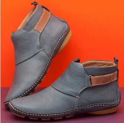 EM | Lederstiefeletten mit Kontrastbesatz