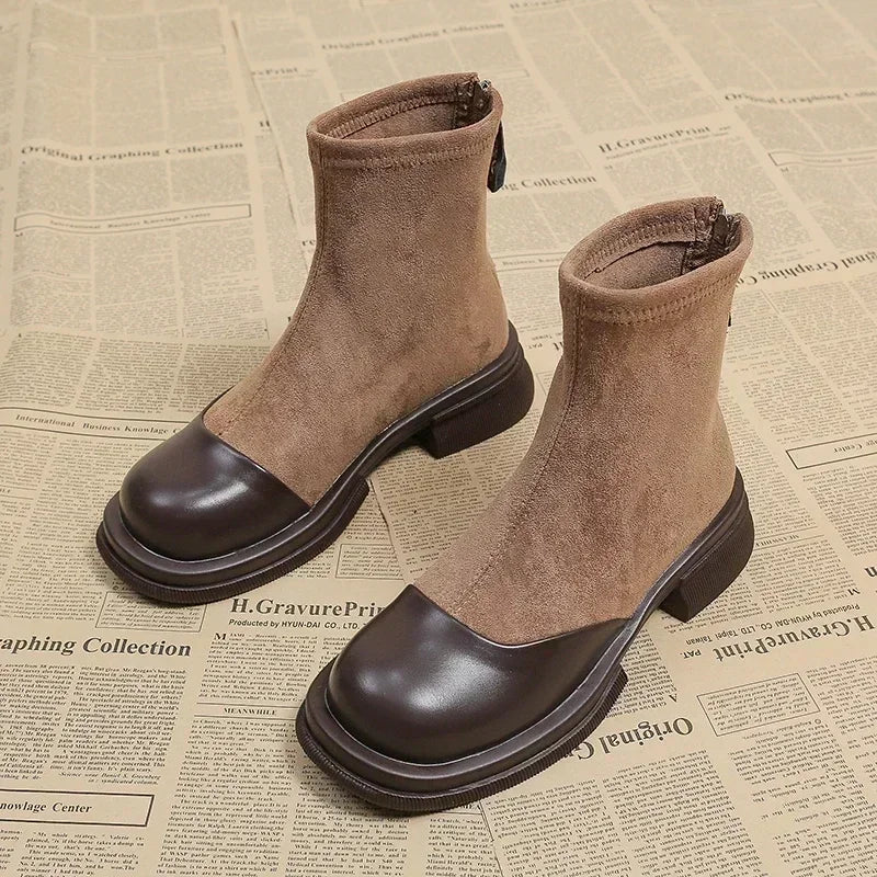 EM | Stiefelette aus Wildleder und Leder
