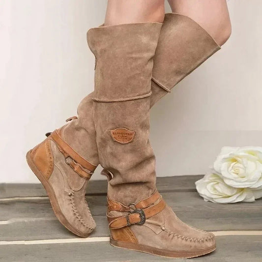 EM | Boho-inspirierte kniehohe Mokassin-Stiefel