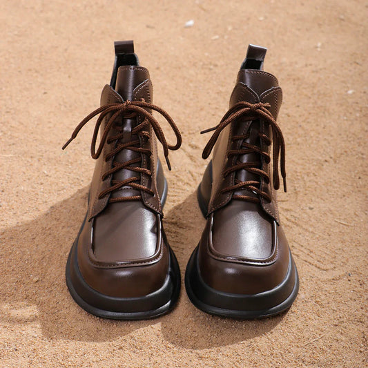 EM | Braune Leder-Schnürstiefeletten