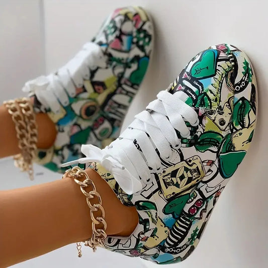 EM | Graffiti-Druck High-Top-Sneakers