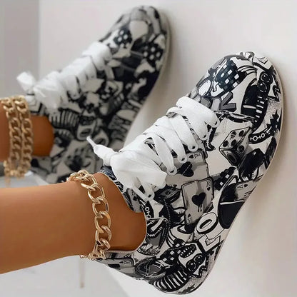 EM | Graffiti-Druck High-Top-Sneakers