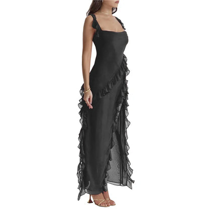 Aimee - Elegantes langes Kleid mit Rüschen