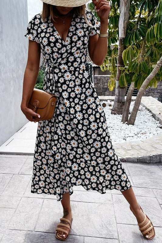 EM | Von dir geliebtes Daisy Blumen Midi Kleid
