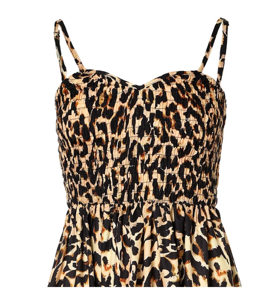 MW | Maxikleid mit Leopardenmuster und Spaghetti-Trägern