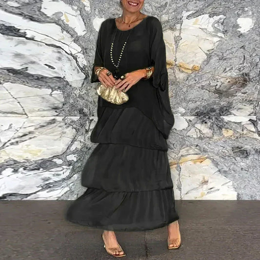 MW | Fließendes Maxikleid im Lagenlook