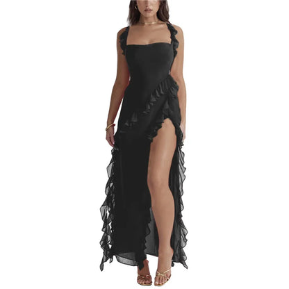 Aimee - Elegantes langes Kleid mit Rüschen