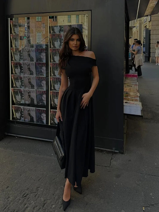 Crissy - Elegantes, unifarbenes Maxikleid mit Schlitz
