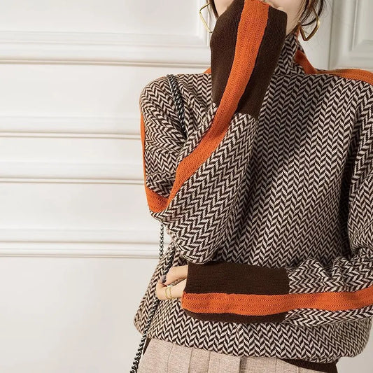 EM | Modern Chic Geometrischer Turtle-neck pullover
