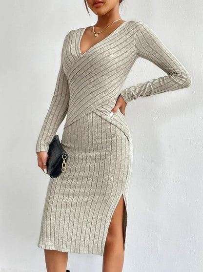 Bria - Geripptes Wickelkleid