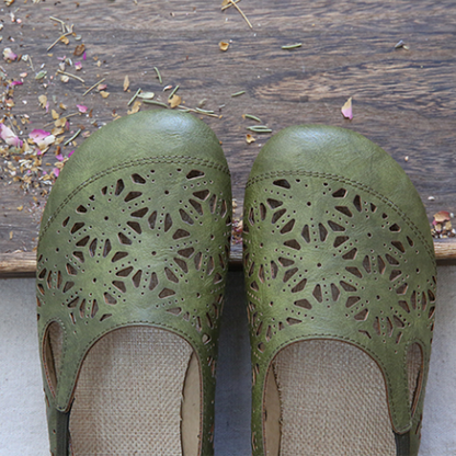 EM | Bequeme Retro Hohle Runde Zehe Sommer Flats
