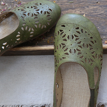 EM | Bequeme Retro Hohle Runde Zehe Sommer Flats