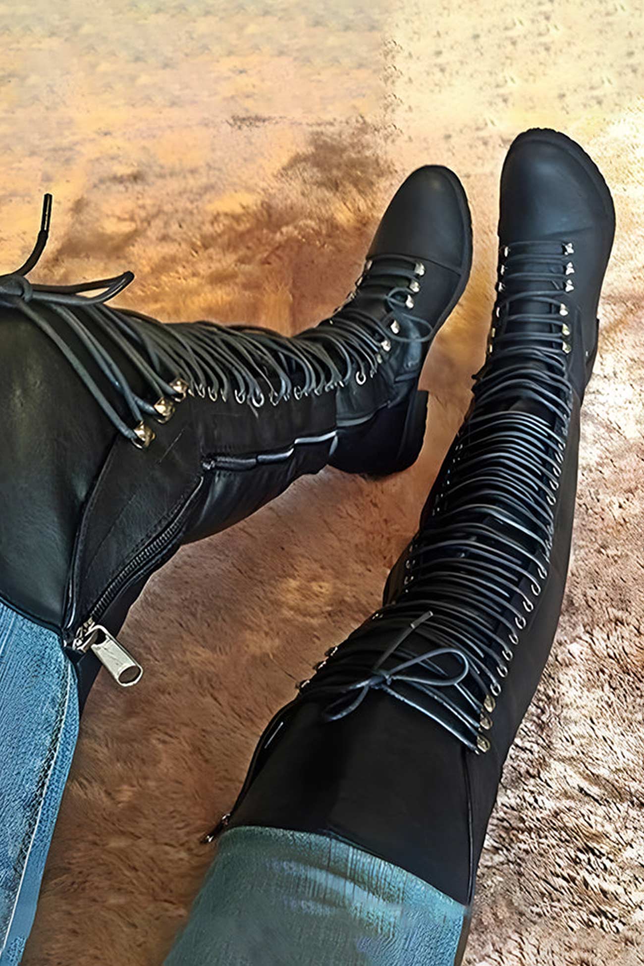 EM | Over-the-Knee-Stiefel mit Schnürung