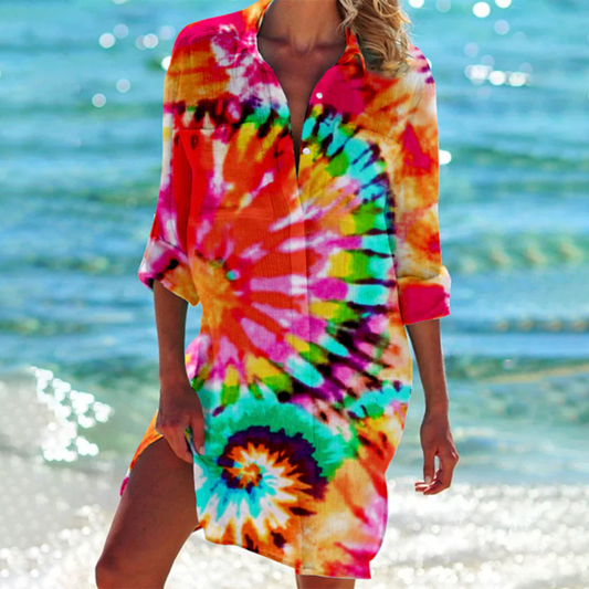 EM | Buntes Button-Up midi kleid