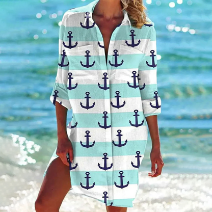 EM | Buntes Button-Up midi kleid