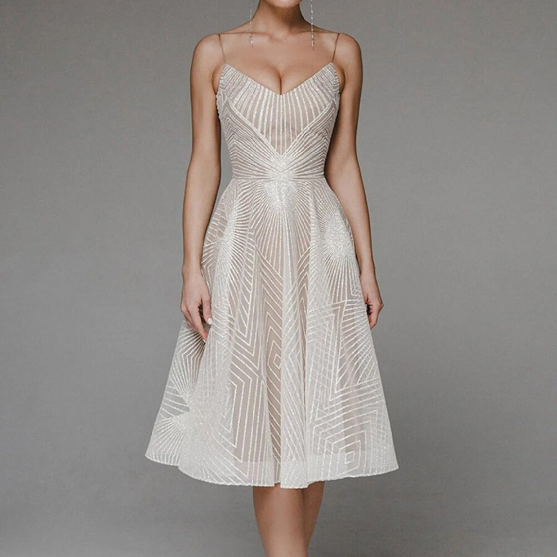 MW | Elegantes bedrucktes Midikleid
