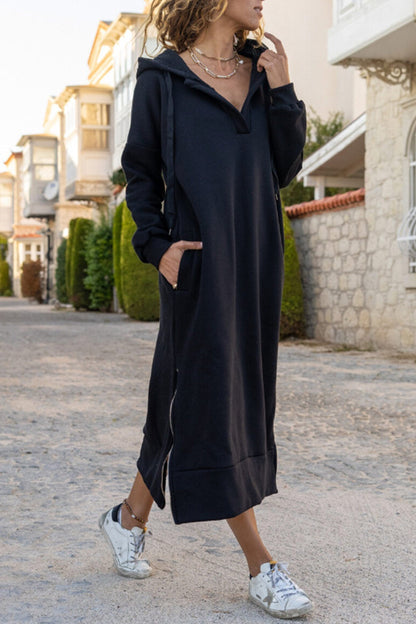 MW | Kleid Sweatshirt Lang mit Kapuze