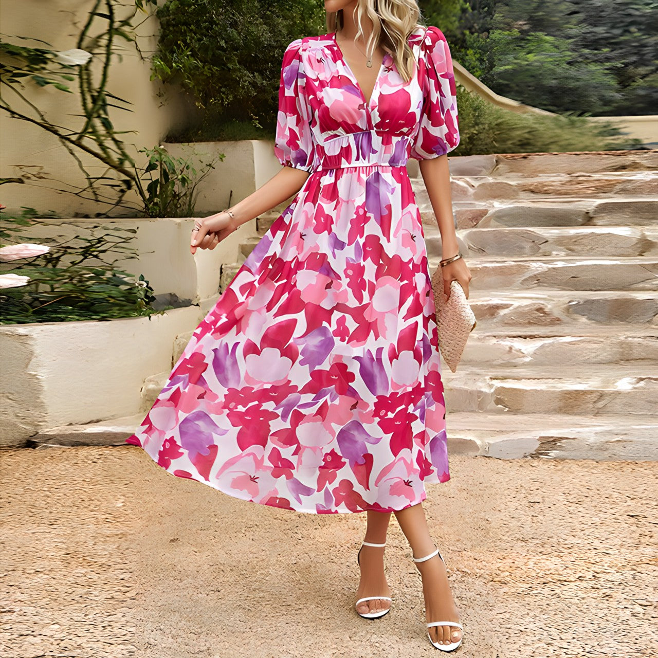 MW | Midikleid mit V-Ausschnitt