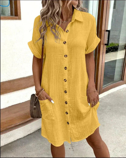 MW | Damen Retro Baumwolle Leinen Shirt Kleid