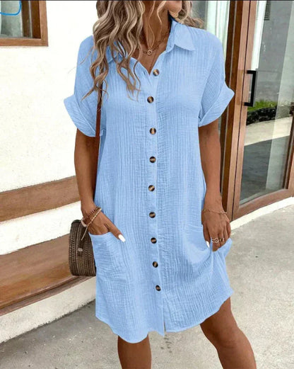MW | Damen Retro Baumwolle Leinen Shirt Kleid