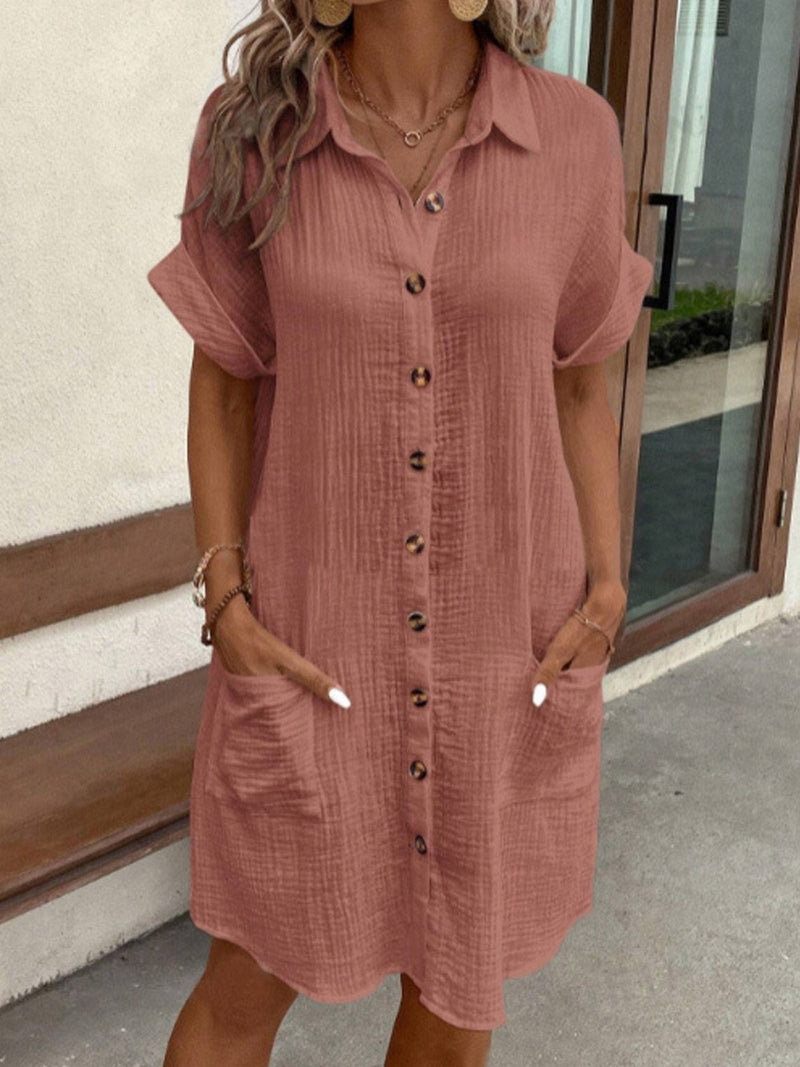 MW | Damen Retro Baumwolle Leinen Shirt Kleid