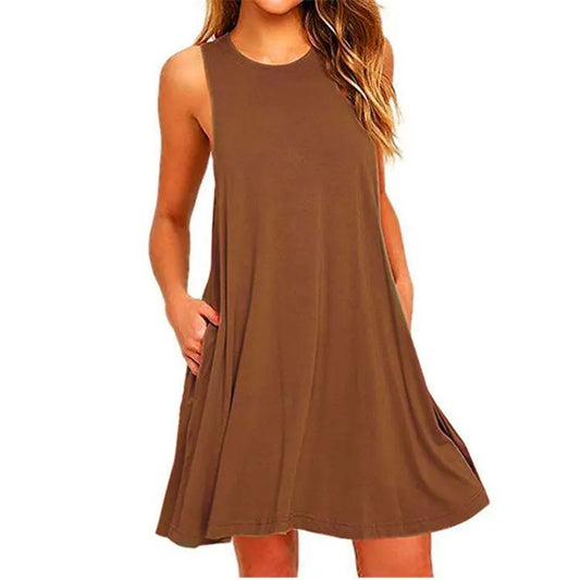 MW | Sommer Casual Swing T-Shirt Strand Midi-Kleider