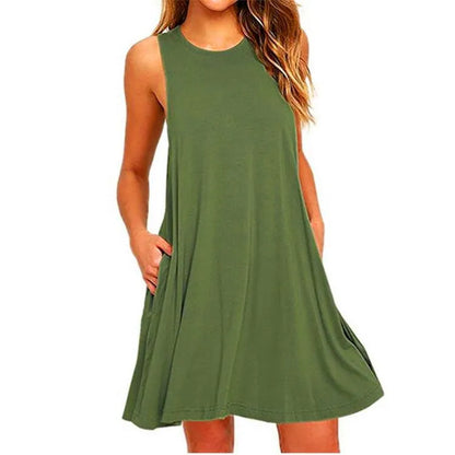 MW | Sommer Casual Swing T-Shirt Strand Midi-Kleider