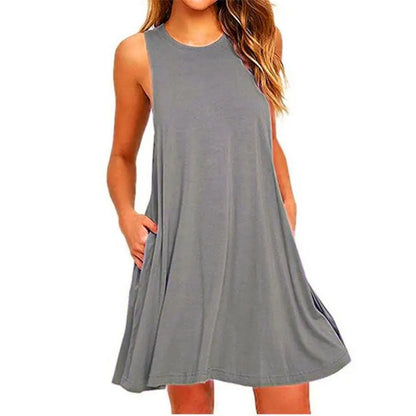 MW | Sommer Casual Swing T-Shirt Strand Midi-Kleider