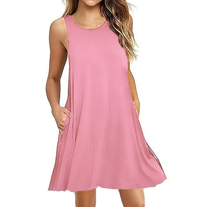 MW | Sommer Casual Swing T-Shirt Strand Midi-Kleider