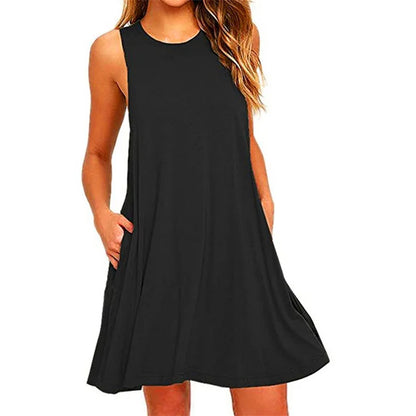 MW | Sommer Casual Swing T-Shirt Strand Midi-Kleider