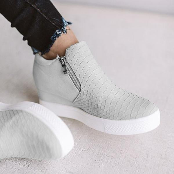 EM | Frauen Runde Hollow Wedges Stiefeletten mit Reißverschluss