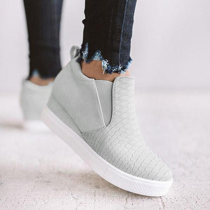 EM | Frauen Runde Hollow Wedges Stiefeletten mit Reißverschluss