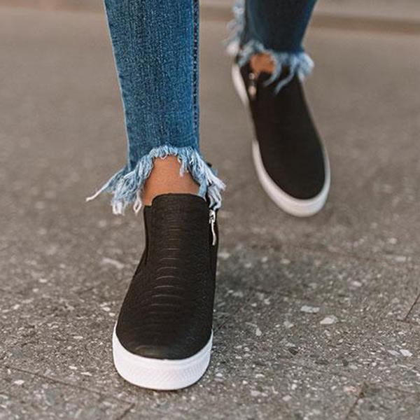 EM | Frauen Runde Hollow Wedges Stiefeletten mit Reißverschluss