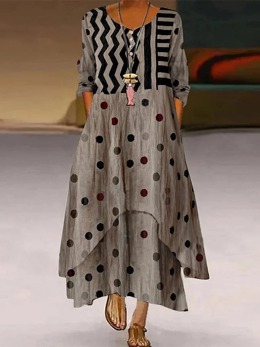 EM | Maxikleid mit Polka Dot und geometrischem Muster