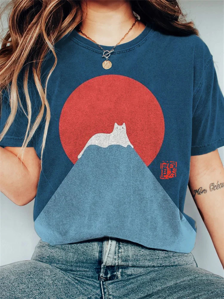 EM | Grafik Katze Berg T-Shirt