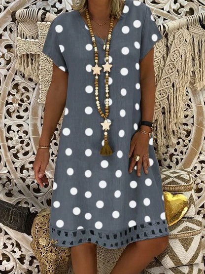 MW | Sommerkleid mit V-Ausschnitt und Polka Dots
