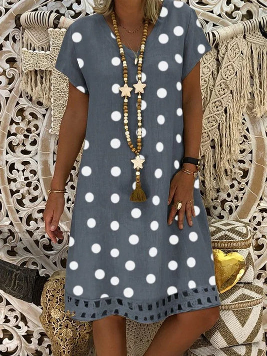 MW | Sommerkleid mit V-Ausschnitt und Polka Dots
