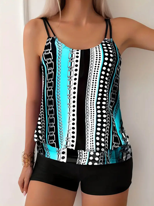 EM | Gestreiftes Tankini mit Druck