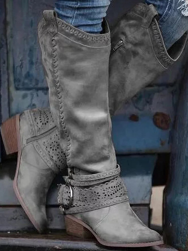 EM | Kniehohe Boho-Western-Stiefel