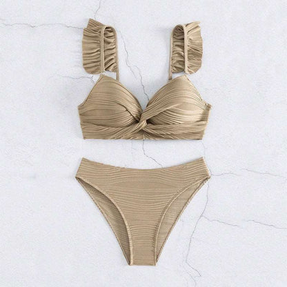 MW | Women's Solid Color Ruffled Bikini in 2 Farben S-XL
