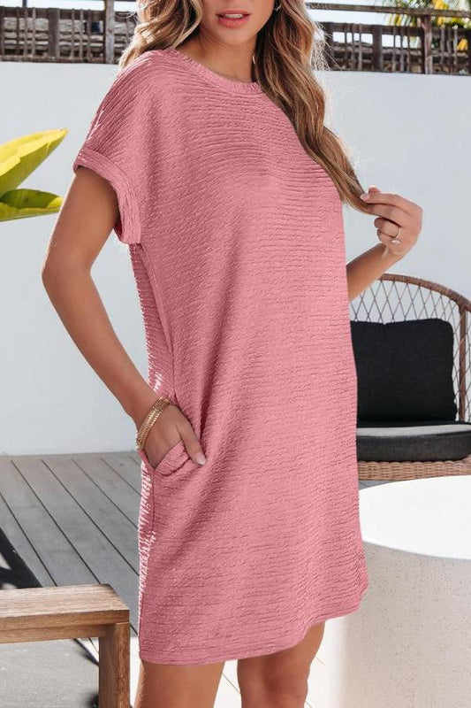 MW | Damen Leichtes Sommer-T-Shirt-Kleid mit Taschen