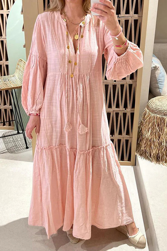 MW | Take Me To Cabo Ethnische Einzigartiger Druck Knopf Lose Shirt Midi Kleid