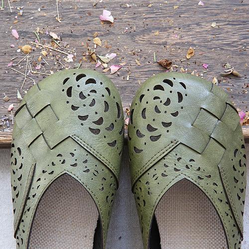 EM | Atmungsaktive Leder-Flats im Vintage-Stil