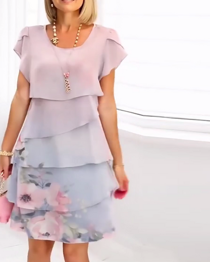 MW | Elegantes Petal Ärmel Kleid mit Blumenprint