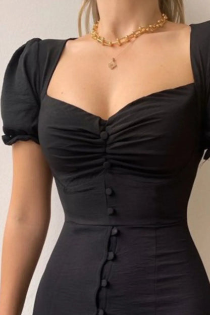 MW | Sweetheart Neck Kurzärmeliges Kleid