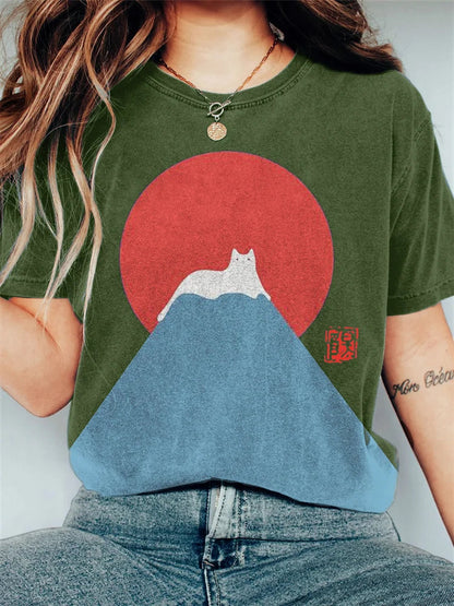 EM | Grafik Katze Berg T-Shirt