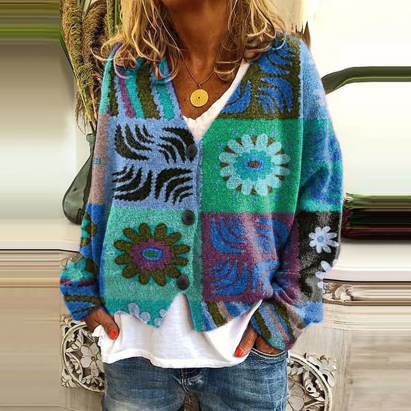 EM | Bedruckte Strickjacke mit Knopfleiste