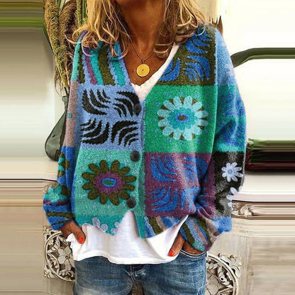 EM | Bedruckte Strickjacke mit Knopfleiste